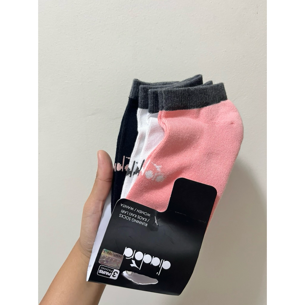 Kaos Kaki women running diadora isi 3pasang pink, putih, hitam sale 65%
