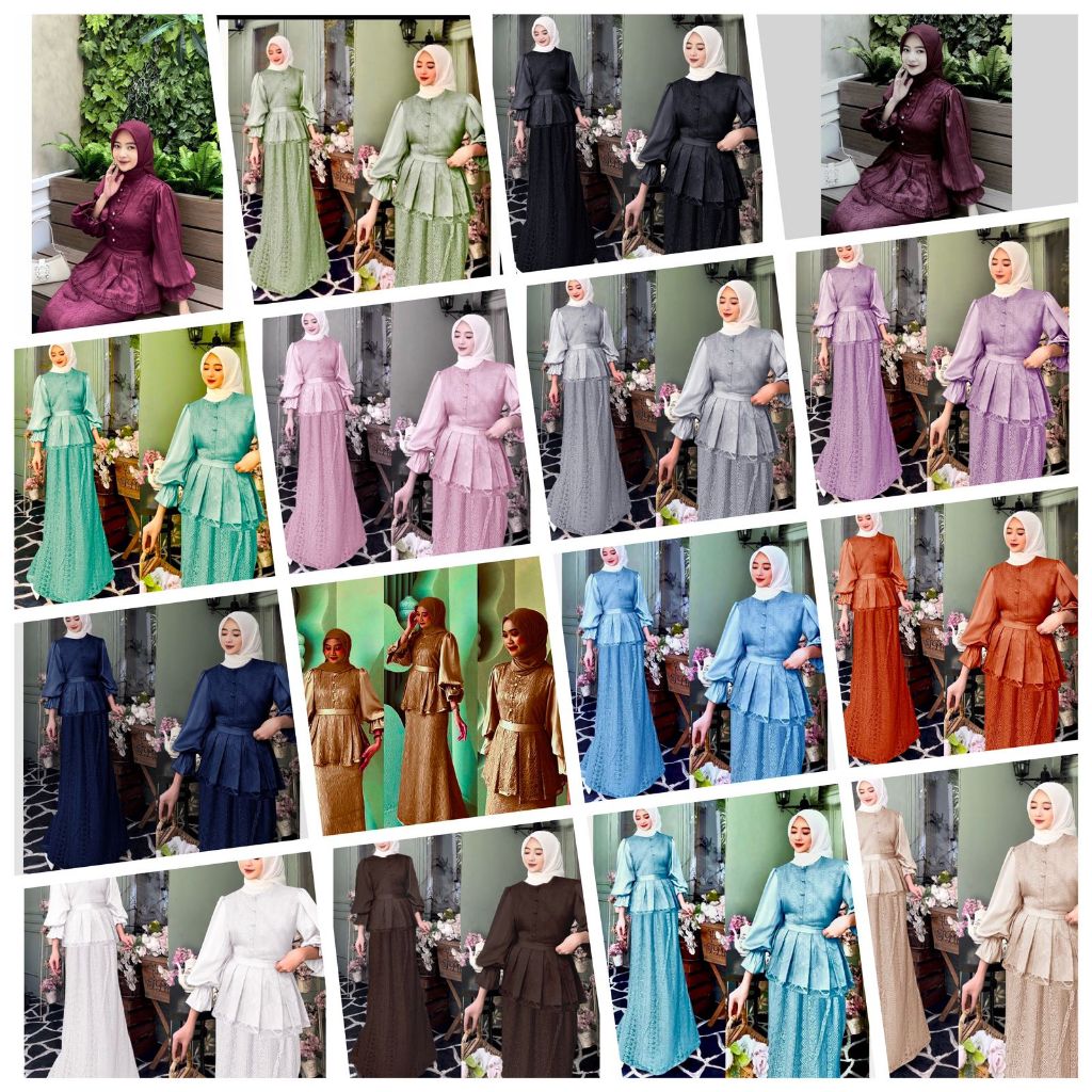 VETIA DRESS - BAJU GAMIS BUSUI ONE SET SATIN LAPIS BRUKAT PREMIUM SIZE M L XL XXL JUMBO UNTUK ACARA 