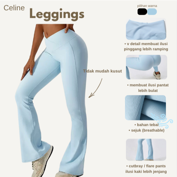 CELINE PANTS - Celana Cutbry Olahraga Premium Celana Training Legging Tebal PremiumYoga Pilates Gym 