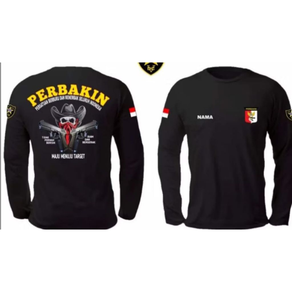 Kaos Lengan Panjang Perbakin  - Maju Menuju Target t-shirt Pria Taktikal