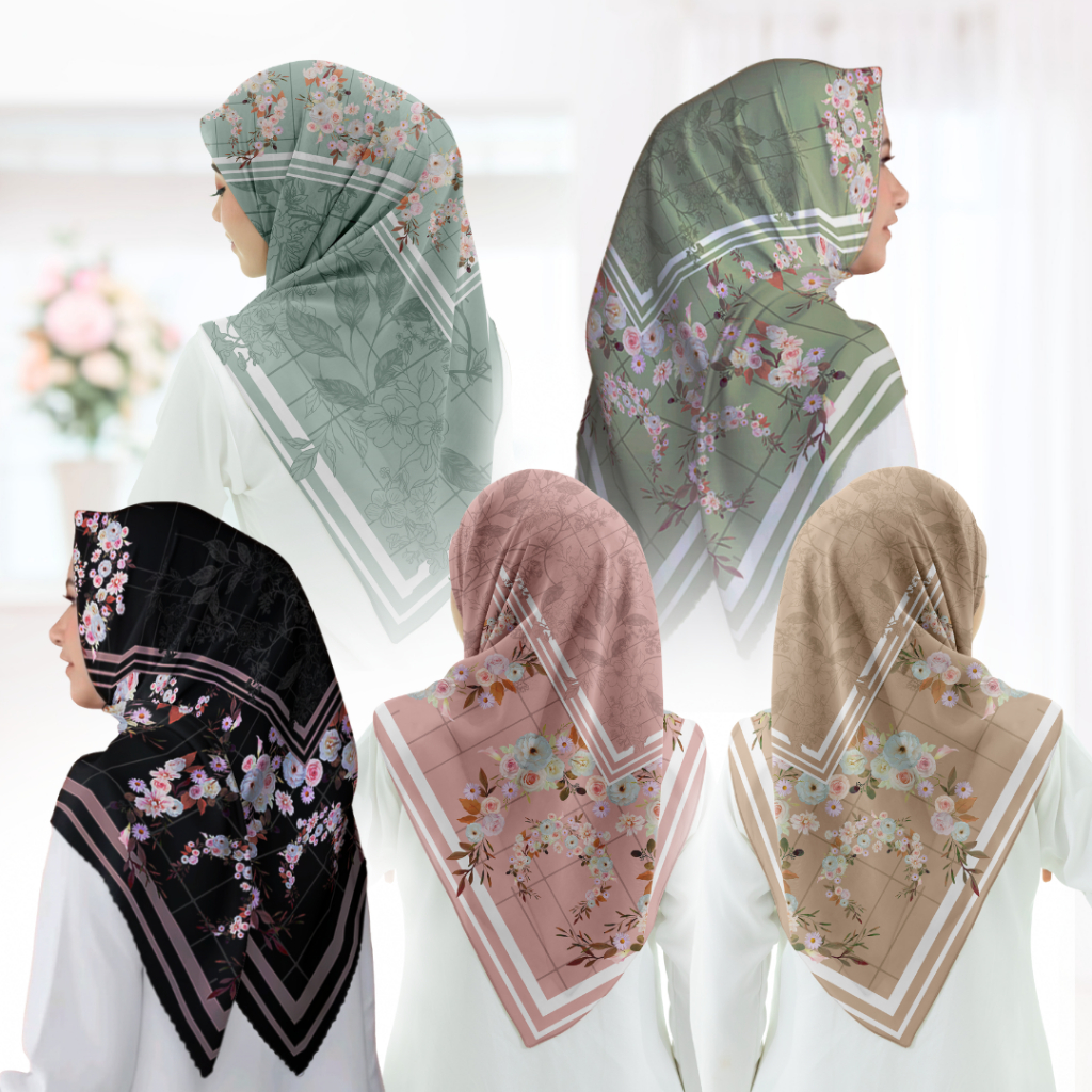 Shofa Fashion - Hijab kerudung segi empat Voal motif series Sabrina