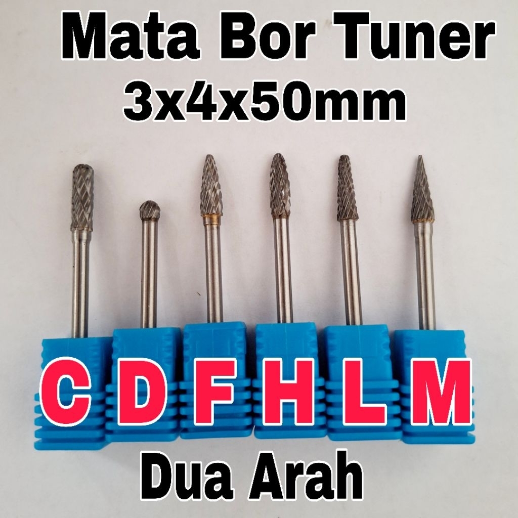 1 Biji Mata Bor Tuner Searah 3x4x50mm  Tungsten Carbide