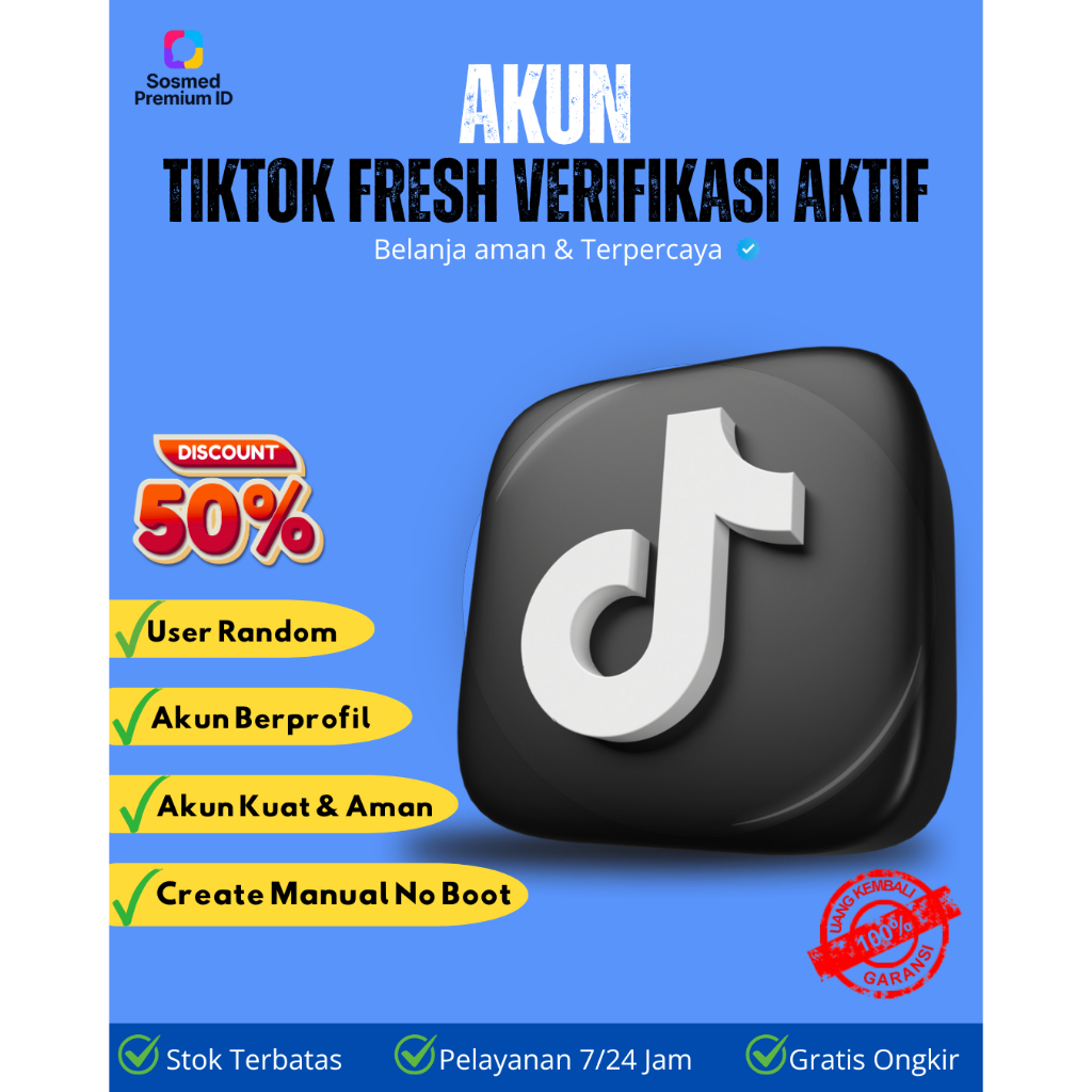 Akun TikTok Fresh 2FA ON Termurah Bergaransi 100% Sosmed Premium ID Terpecaya dan Amanah 100%
