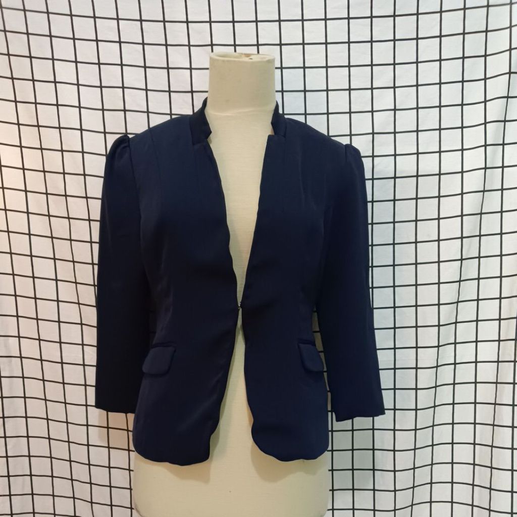 Blazer/Jas Kerja Biru Dongker Wanita Preloved Murah Size M || The Executive