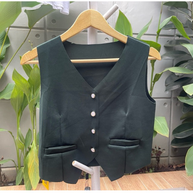 Atasan Wanita Vest Rompi warna Hijau Botol Baru LD100cm