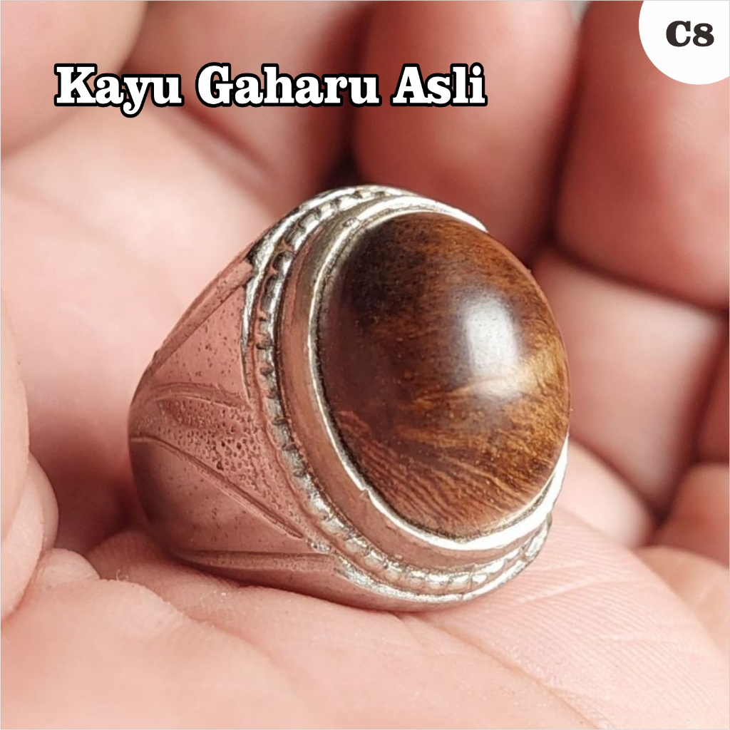 Natural kayu gaharu asli original / Cincin batu akik Natural pria wanita / C8