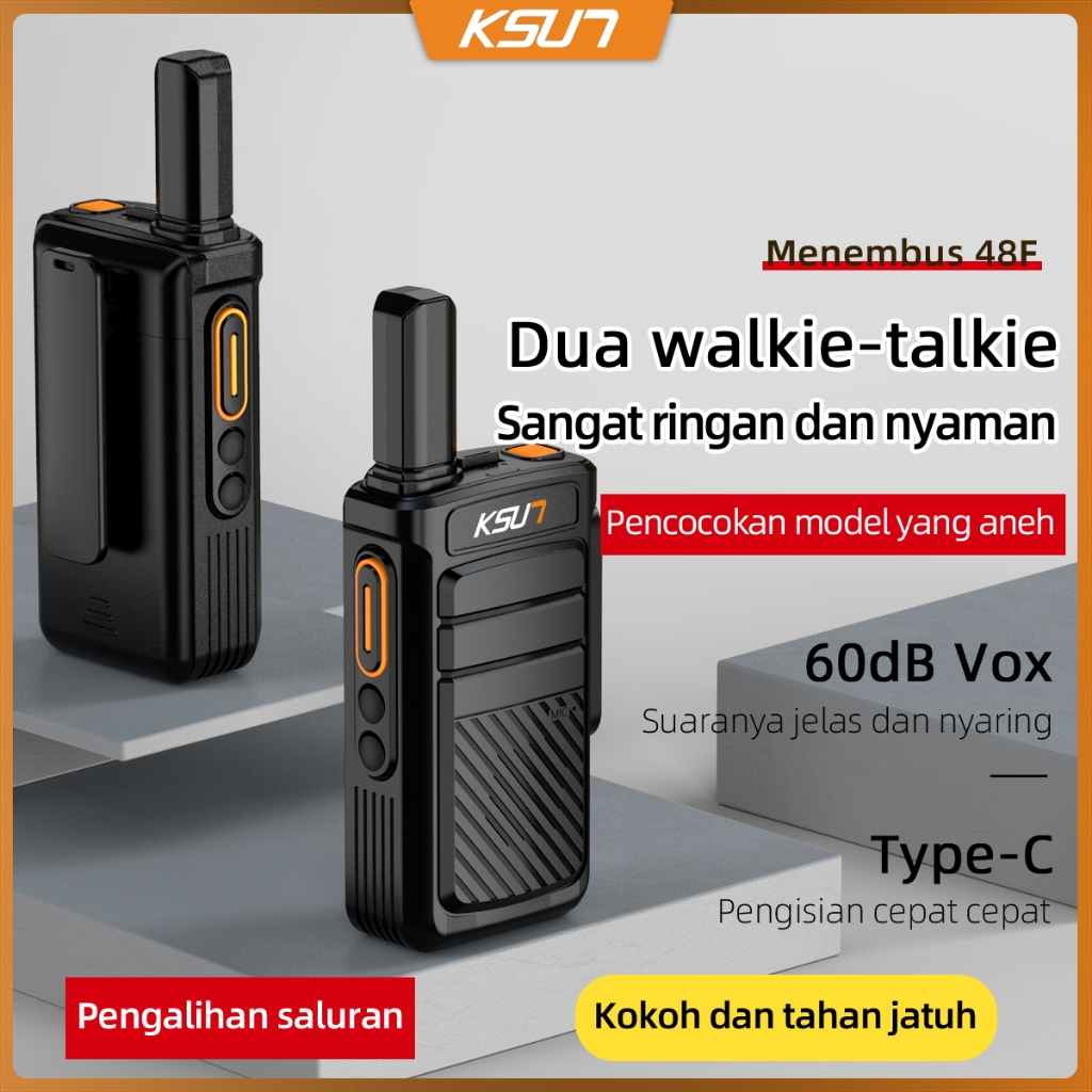KSUN X-TFSI X12 2PCS Handheld Talkie Walkie Set 5W Dua Jalan Radio UHF Band Transceiver Tipe-C Freku