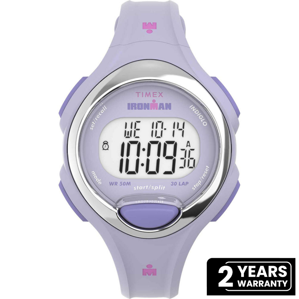 Jam Tangan Wanita Timex Ironman Essential Digital Dial Purple Rubber Strap TW2W17100NN Original