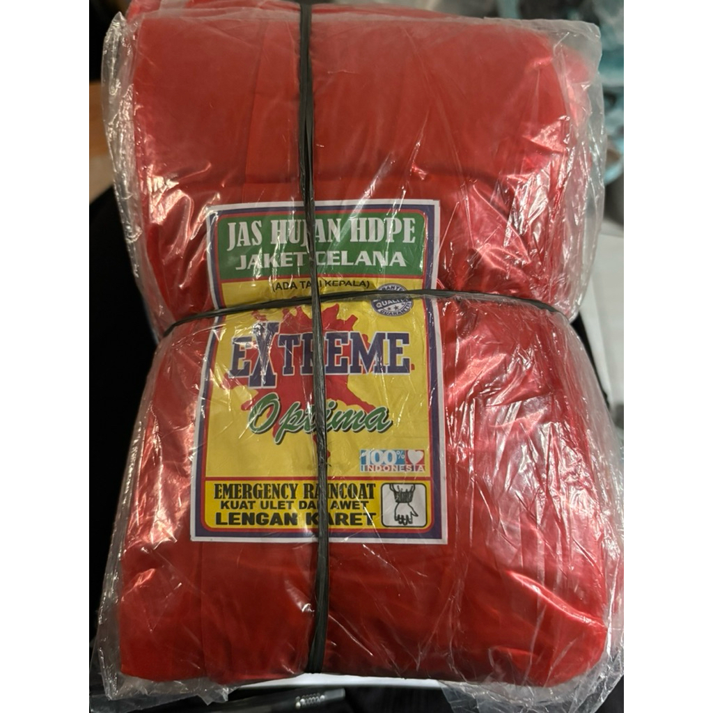 12pcs/1 lusin Jas Hujan Plastik Tebal SETELAN/JAKET CELANA (EXTREME)