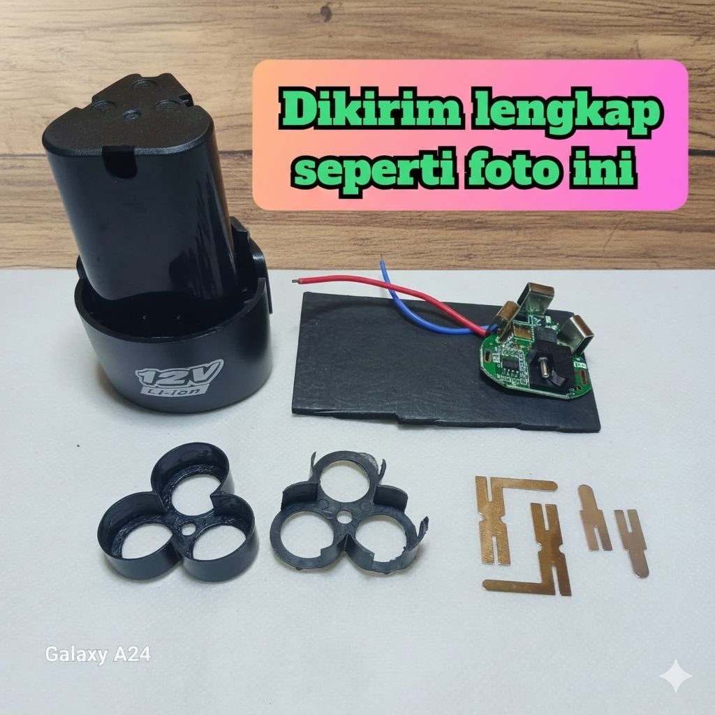 Casing Baterai Bor 12V Isi 3 Baterai Lengkap dengan BMS Termurah