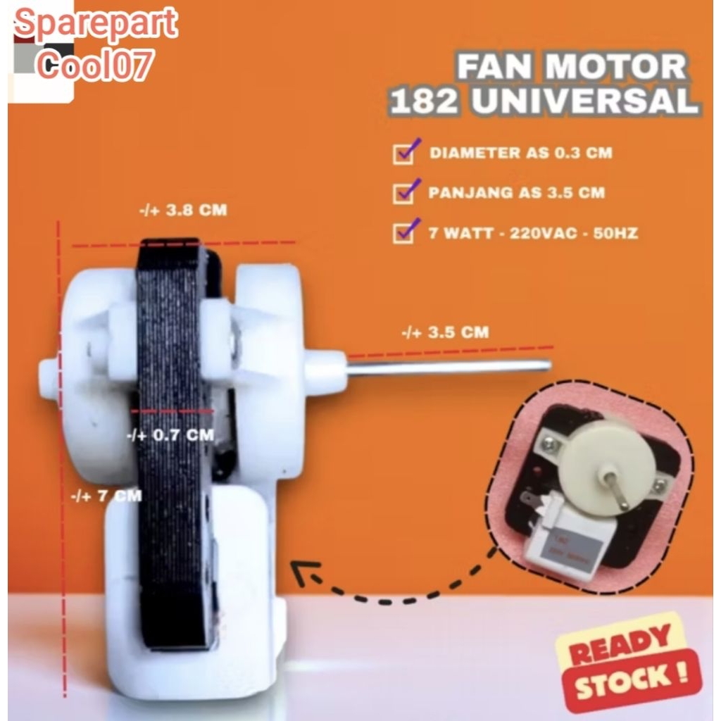 MOTOR FAN KULKAS 182 / DINAMO KIPAS KULKAS MULTI UNIVERSAL 182 / KIPAS KULKAS 2 PINTU SM 182 SANYO