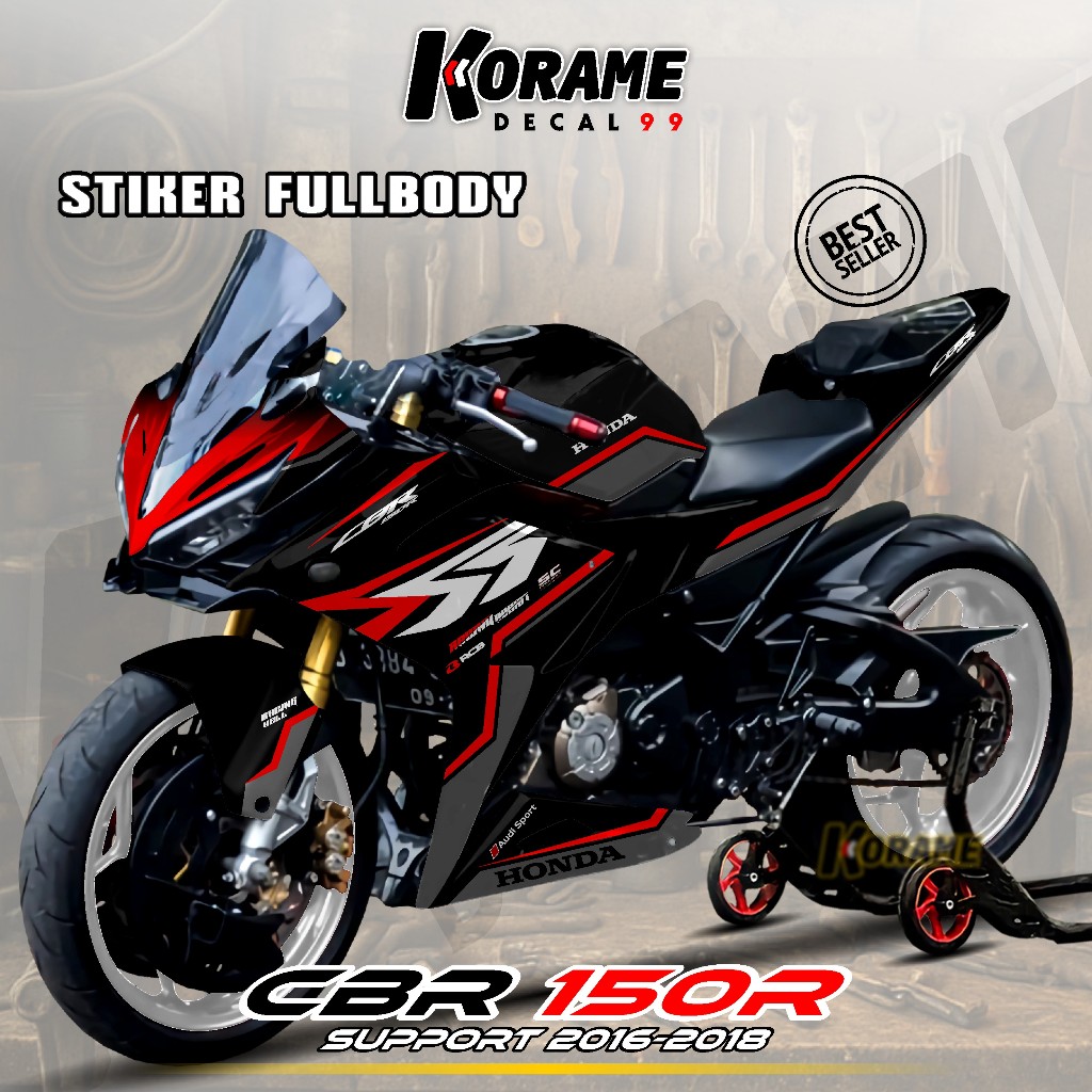 Stiker Decal CBR 150r 2016 2017 2018 // Sticker Decal Full body Honda CBR 150r Model Black RR Series