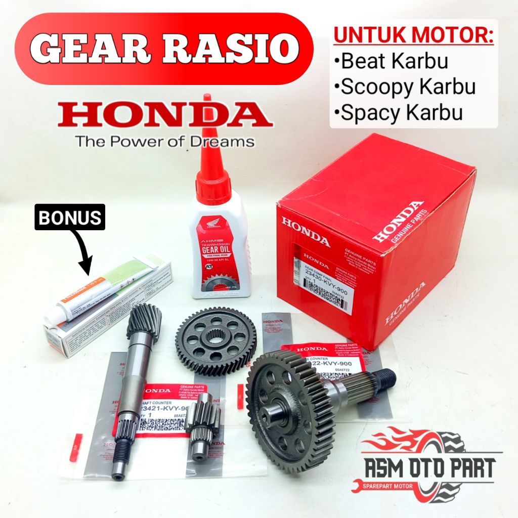 Gigi Rasio Set Oli Gardan Honda KVY Beat karbu Scoopy karbu Spacy karbu (bonus lem)