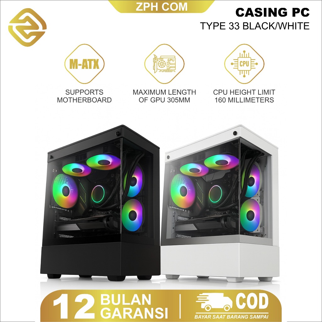 Zph Casing Komputer CPU Gaming Micro-ATX 1810 / 2506 / LP22 / 1715 / S01 / S02 / 33 Desain Stylish d
