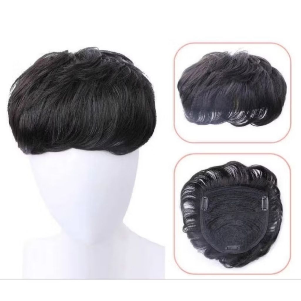 Toupeer Hair Wig Pendek Sintetis Kuat