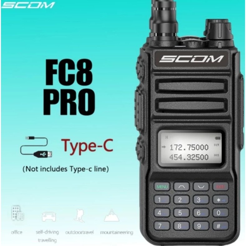 HT SCOM FC8 PRO HT DUAL BAND SUPPORT USB C CHARGING