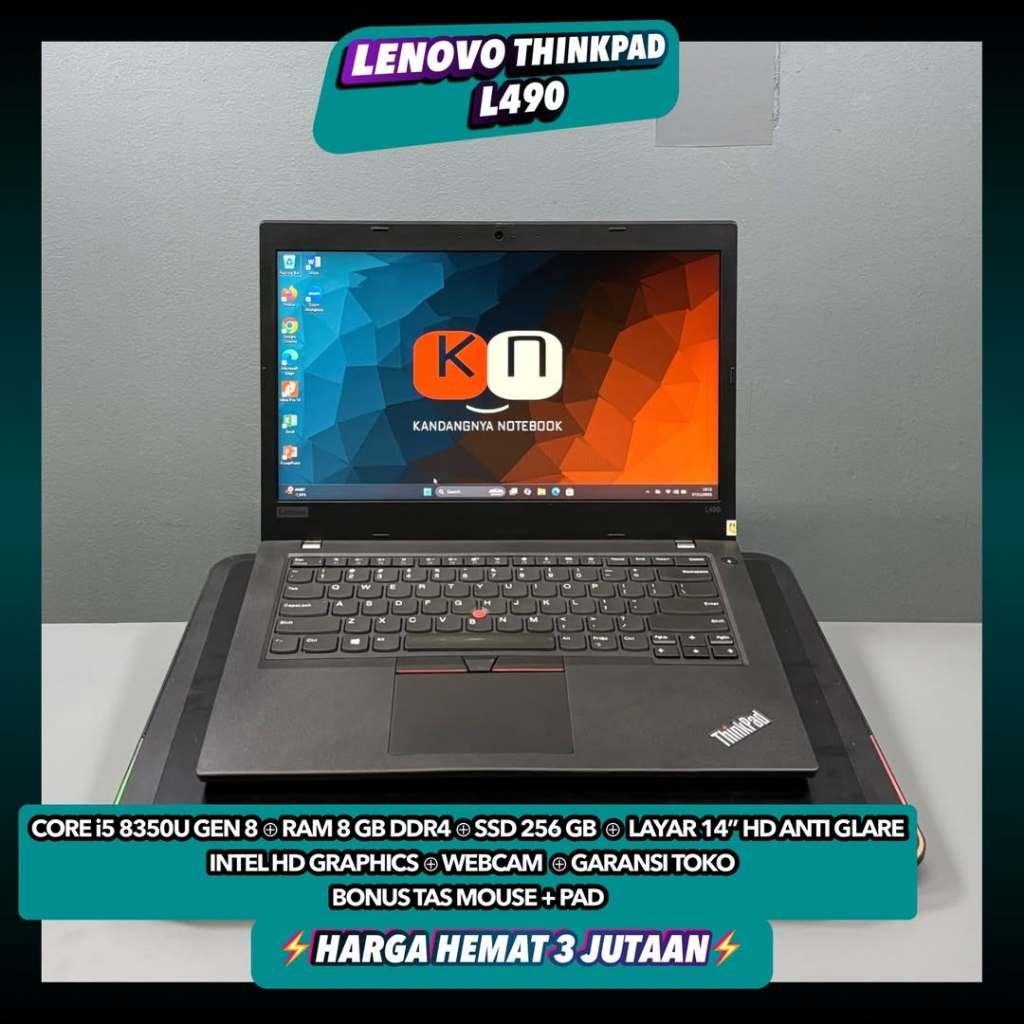 Laptop Lenovo Thinkpad L490 i5 8350U Ram 8/1TB Layar Hd