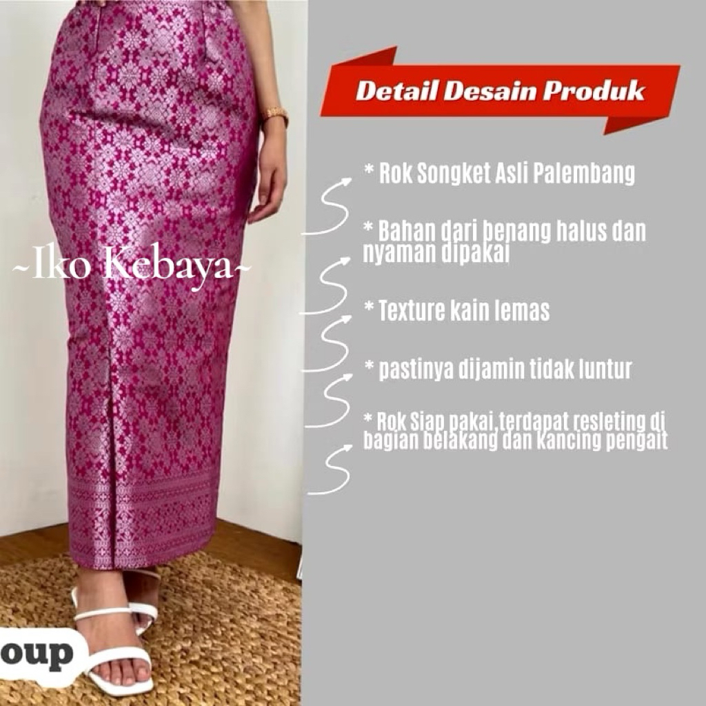 Rok Songket Span Premium Belah Depan Instan//rok songket span belah depan//rok songket span tingal p