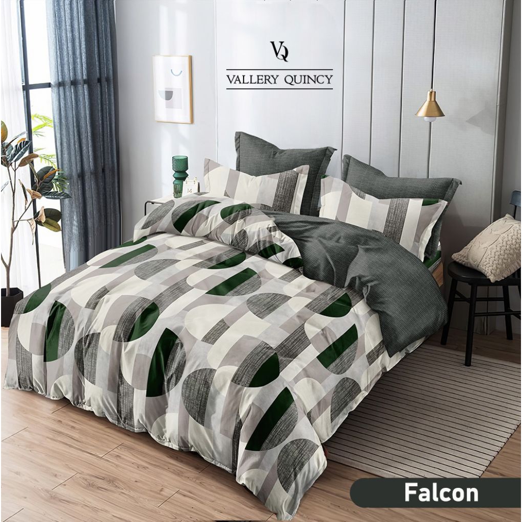 QUINCY VALLERY - set bedcover katun Quincy Vallery ukuran 180 x 200 T30 size No.1  motif terlaris