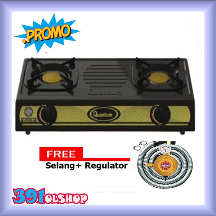 Quantum Kompor Gas QGC 211 MBB Kompor 2 Tungku Hitam Burner Kuningan NEW SERIES