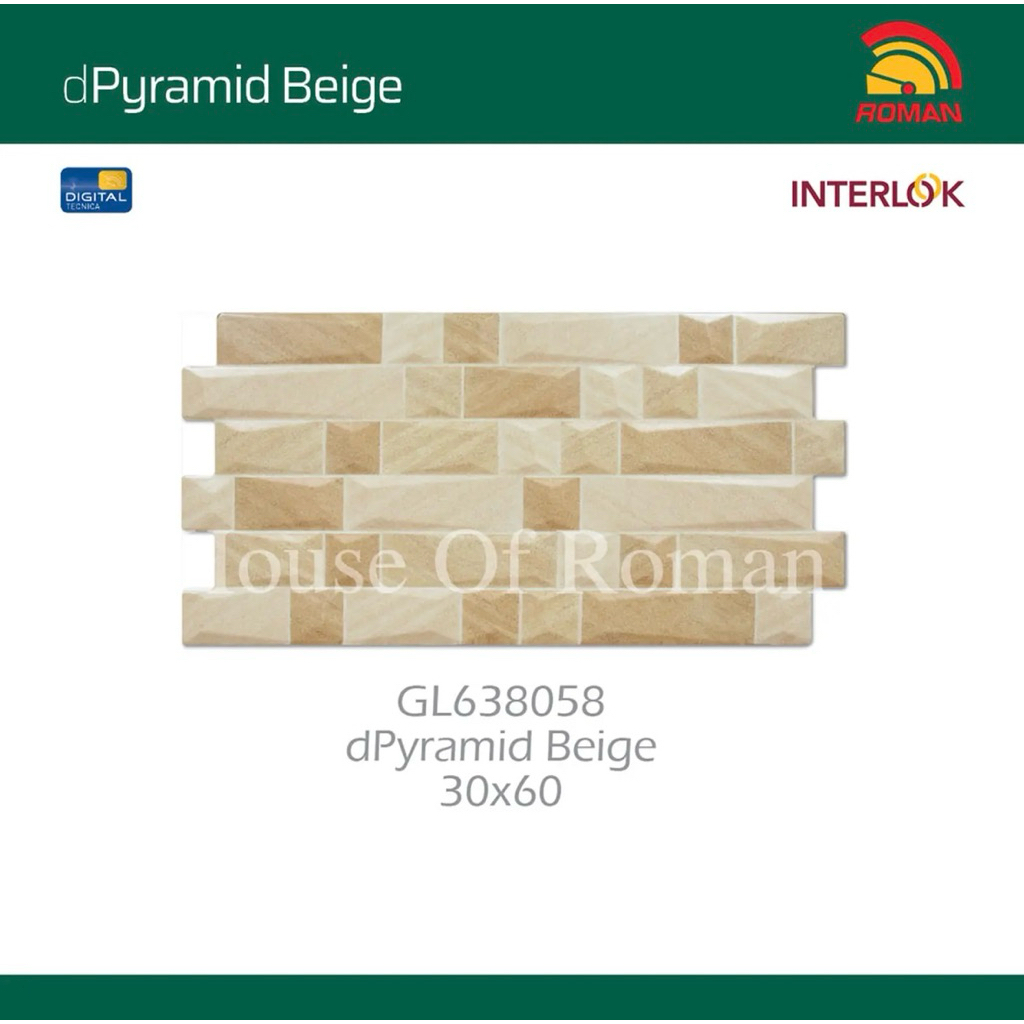 Roman Keramik dPyramid Beige/Keramik Interlok/Keramik Dinding Roman Warna Krem/Keramik Motif Batu Al