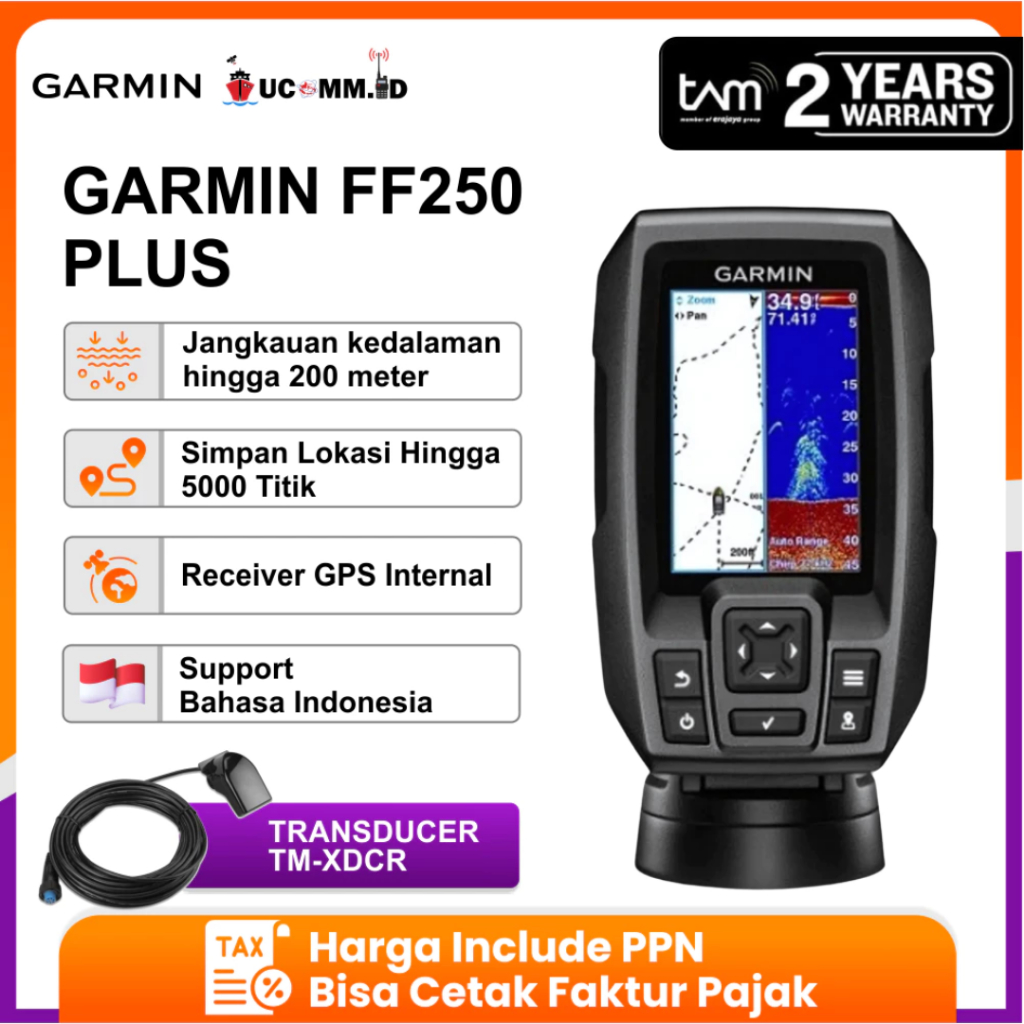 Garmin FF250 FF 250 Fishfinder GPS APAC CHIRP Alat Penangkap Pelacak Ikan Garansi TAM 2 Tahun