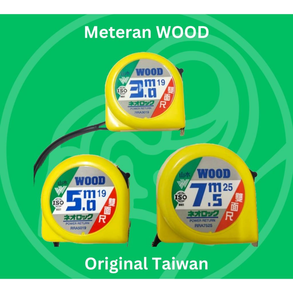 WOOD Meteran 3M 5M 7.5M Original Taiwan Roll Meter Wood Taiwan