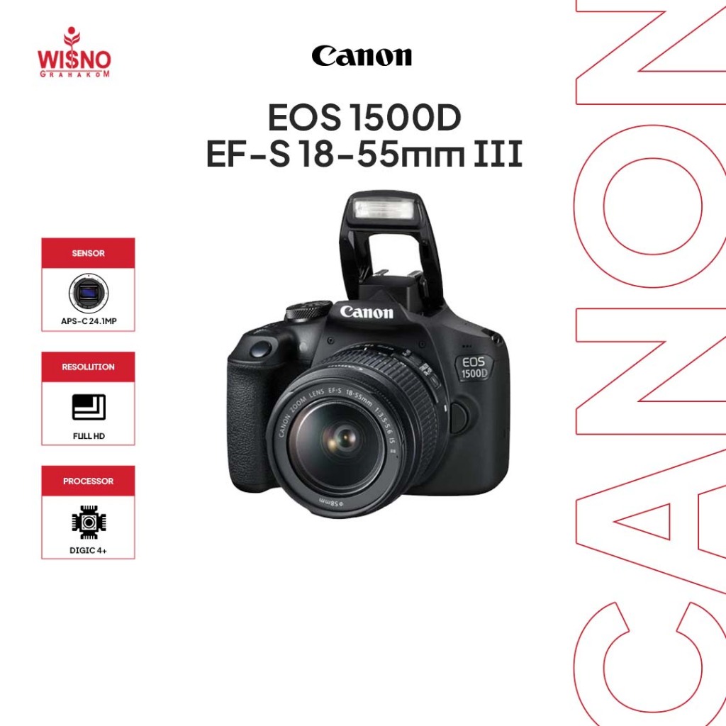 Canon EOS 1500D Kit 18-55mm IS II Kamera DSLR 24.1MP Wi-Fi Full HD Original Garansi Resmi