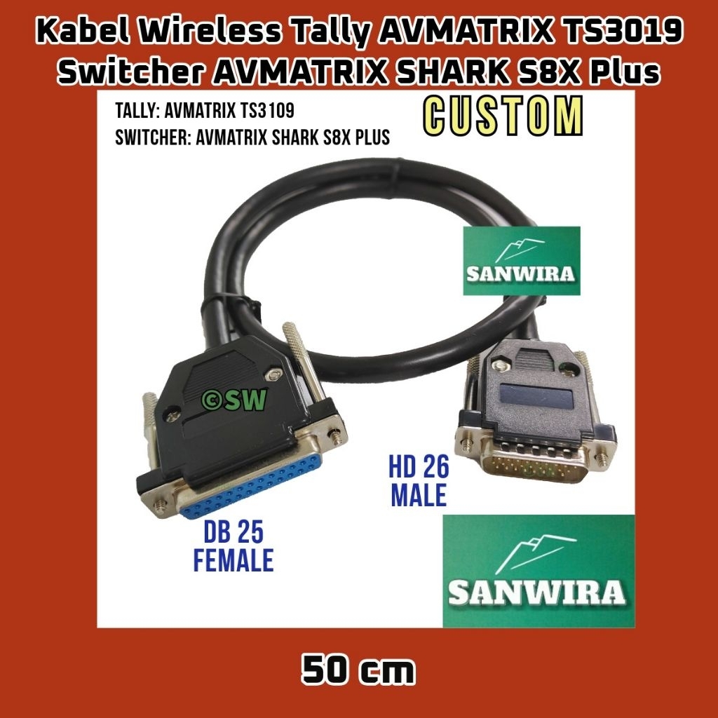 Kabel Wireless Tally AVMATRIX TS3019 Switcher AVMATRIX SHARK S8X Plus DB 25 Female to HD 26 Male