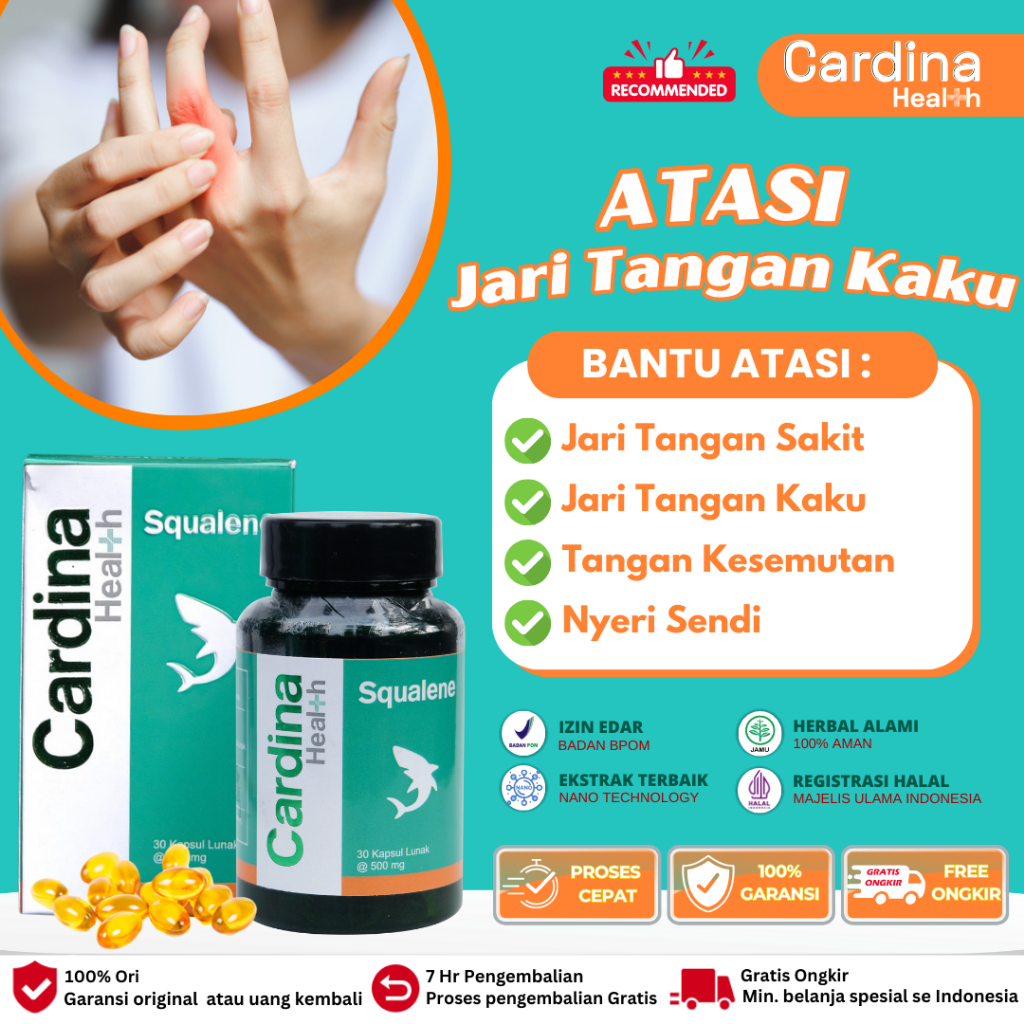 Cardina Health Squalene - Obat Jari Tangan Kaku Nyeri Tidak Bisa Ditekuk, Obat Trigger Finger Jari T