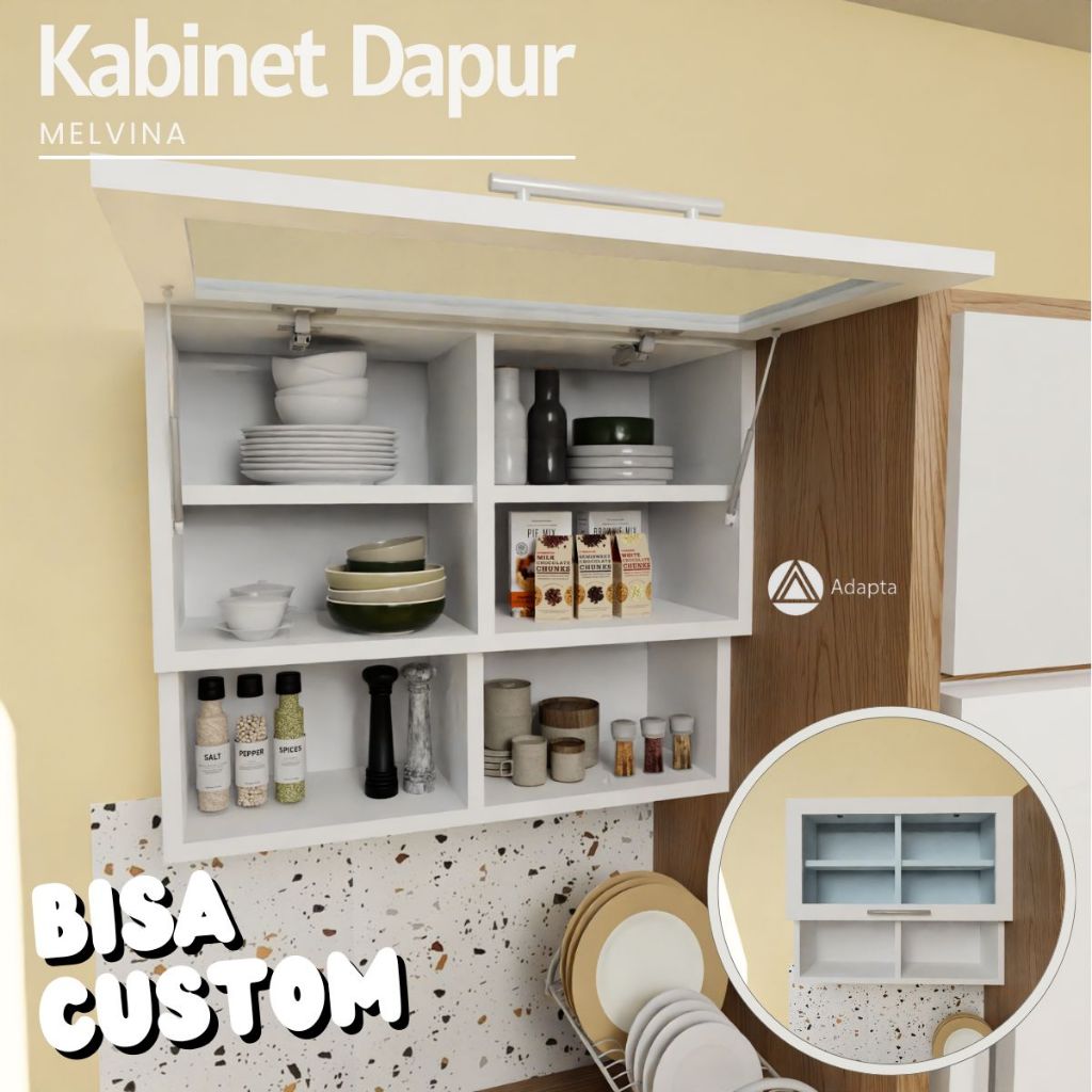 Adapta - Lemari Dapur Pintu Kaca - Kabinet Dapur Bukaan Ke Atas - Kabinet Dapur Gantung - AL_MELVINA