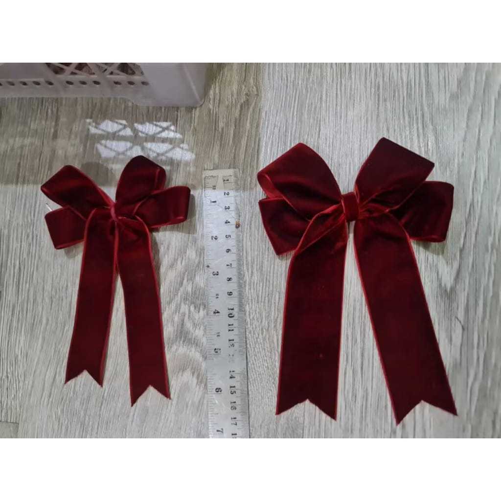 Pita Velvet Pohon Natal | Pita Besar Hiasan Natal Dekorasi Pita Besar | Pita jadian Velvet