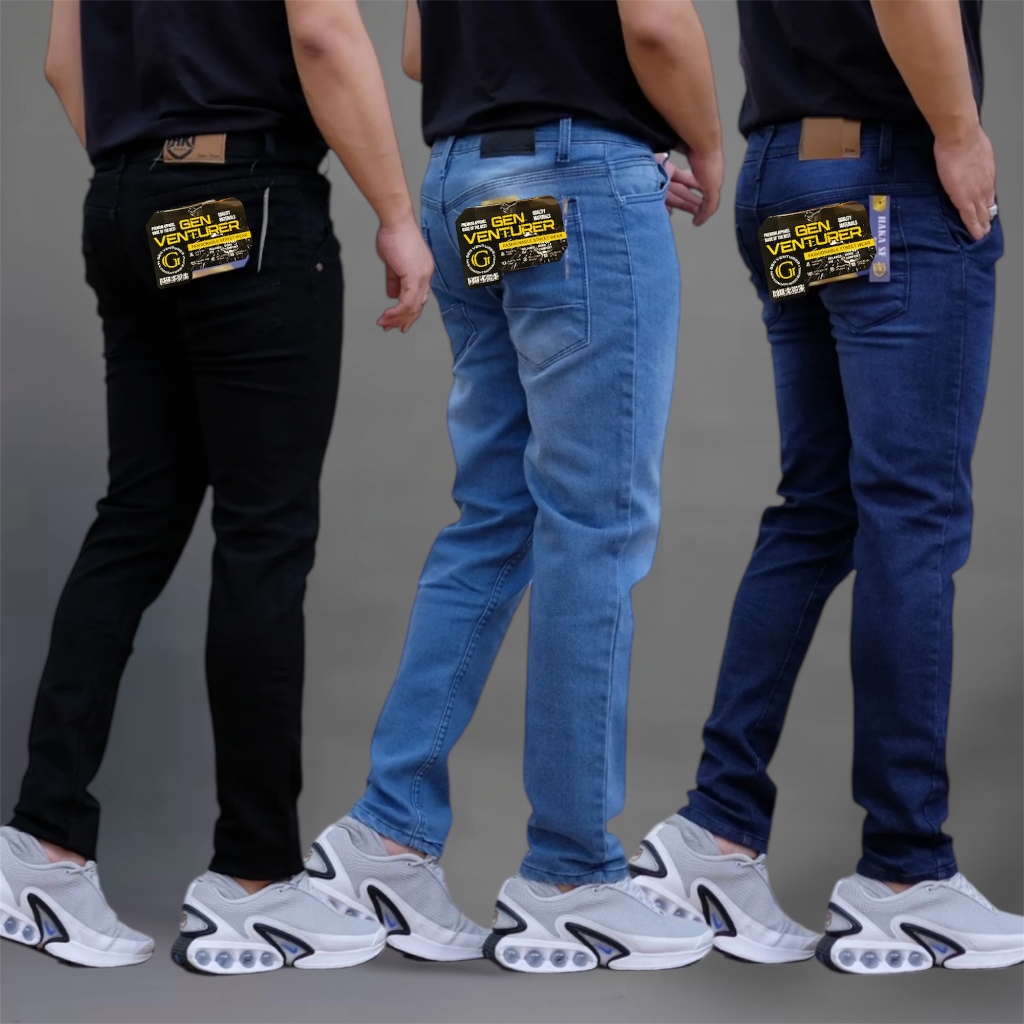 Beli 1 ISI 2 Pcs Celana Jeans Pria Slim - fit Cowok Celana Jeans Panjang Pria Slimfit Premium 26-38