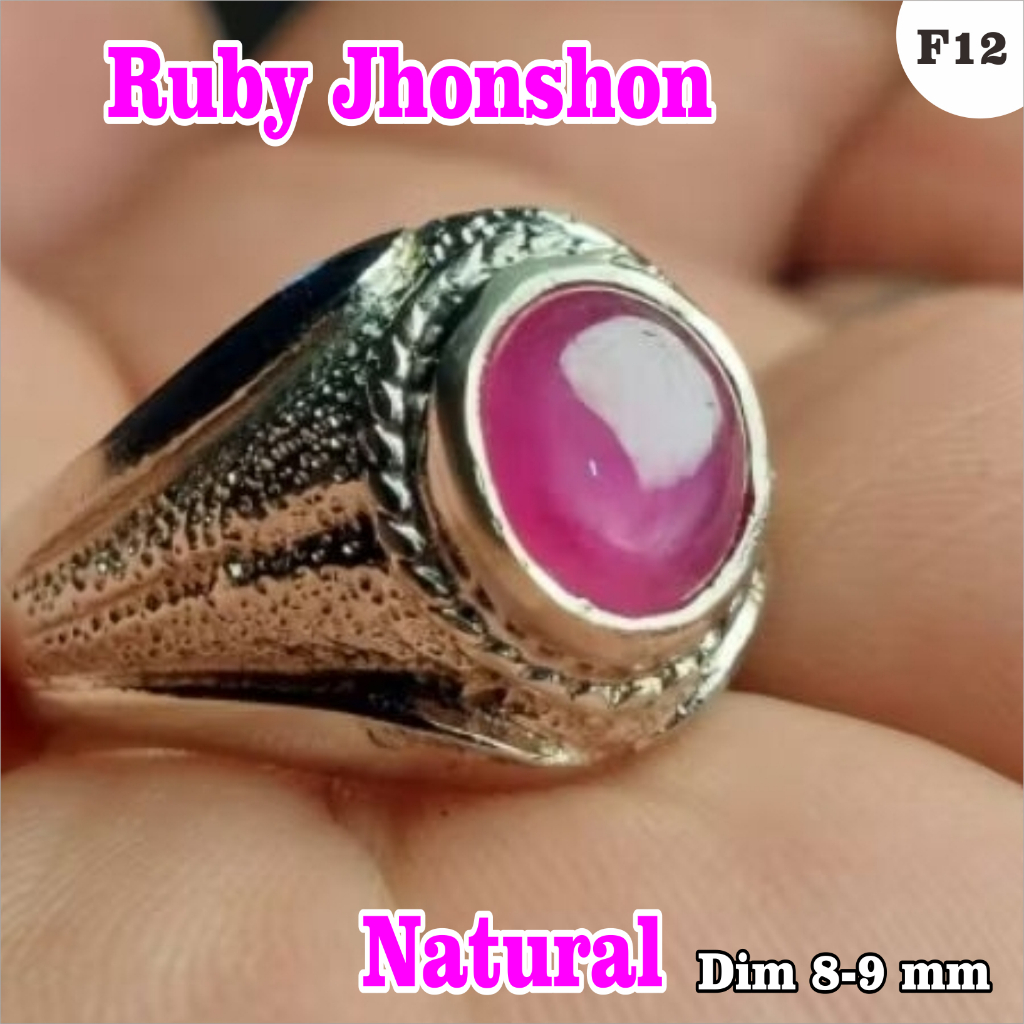 Batu cincin permata ruby jhonshon nginden patwa / pink / rubi daging merah 9-10mm  Elegan Rings / F1