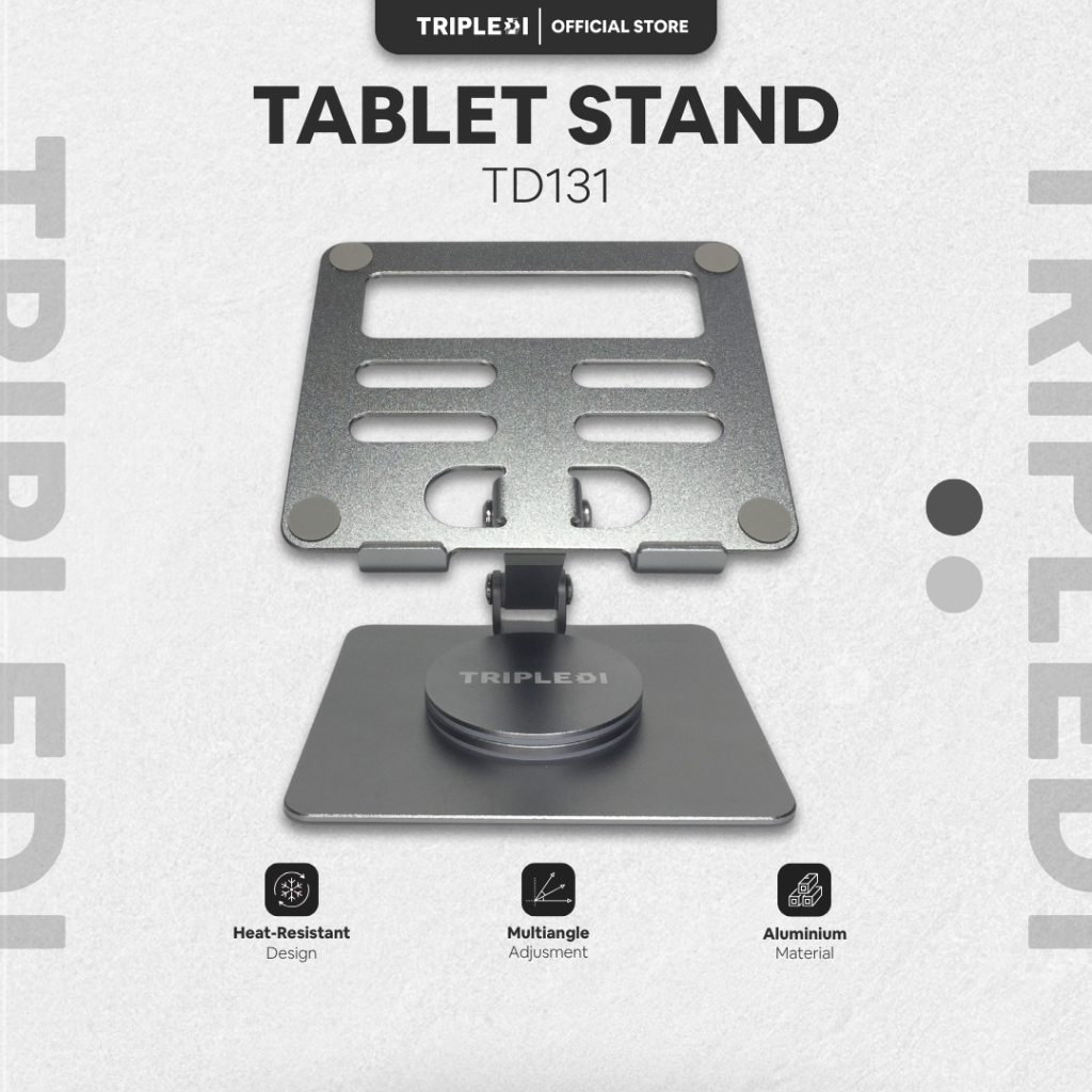 TRIPLEDI Stand Holder For iPad Tablet Aluminium TD131 Dudukan Tab Desktop Penyanggah Meja Standing K