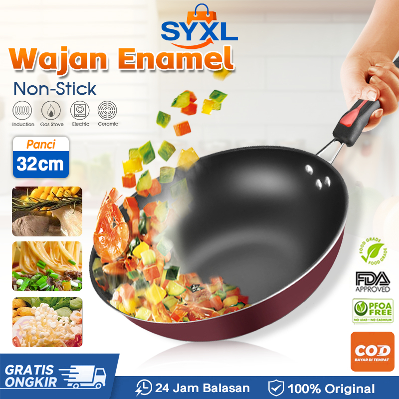 Wok Pan Wajan Penggorengan 30CM/Medical stone wok Medical stone  non-stick Suitable for all types of