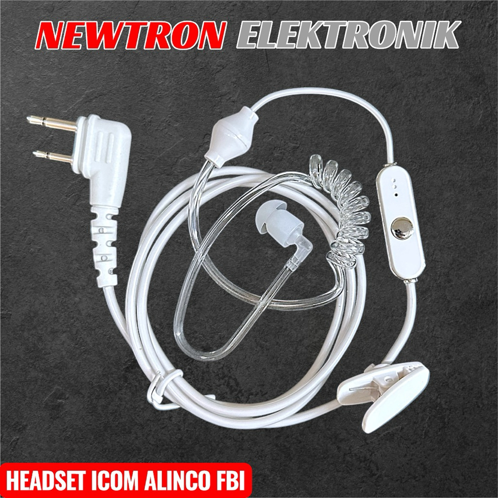 Headset HT ICOM Alinco FBI Putih DJCRX5 IC V80 V86 DJ A10 W10 W100 CRX1 CRX3 CRX5 CRX7 W35 W58 DJA10