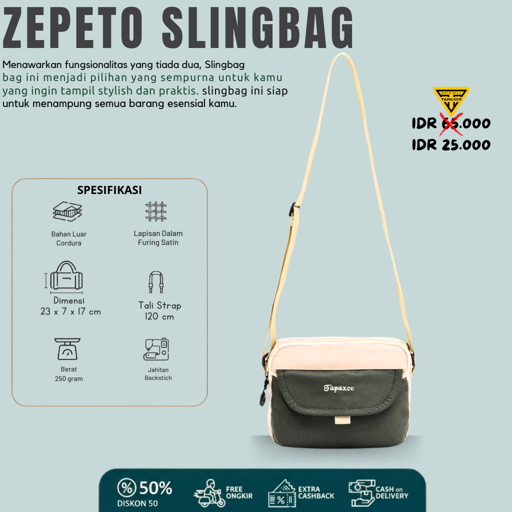 Tas Selempang Slingbag Unisex Trendy Zepeto Zetshop
