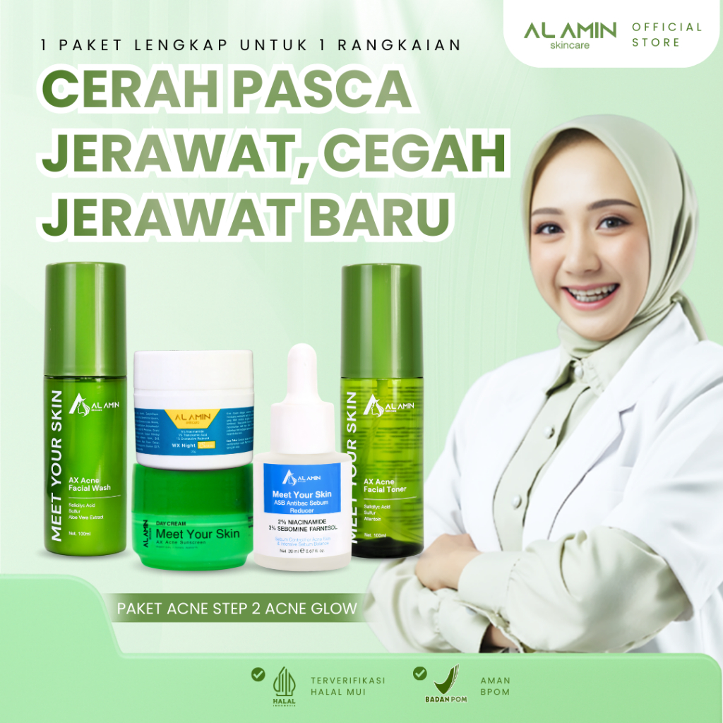 Al amin Skincare Paket Acne Step 2 Acne Glow | Jerawat/Mencerahkan/After Acne