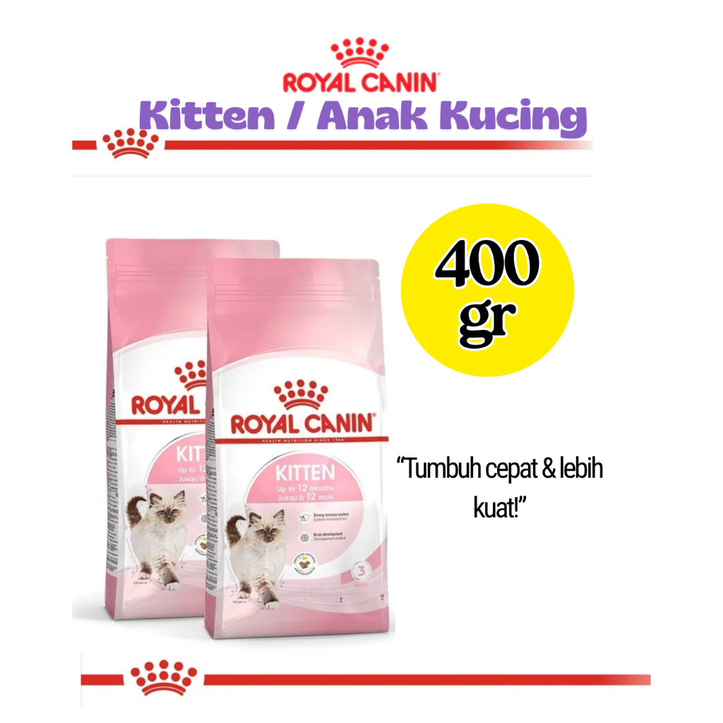 Royal Canin Kitten Freshpack 400gr, Makanan Kucing Kitten Premium | Nutrisi Pertumbuhan 2–12 Bulan