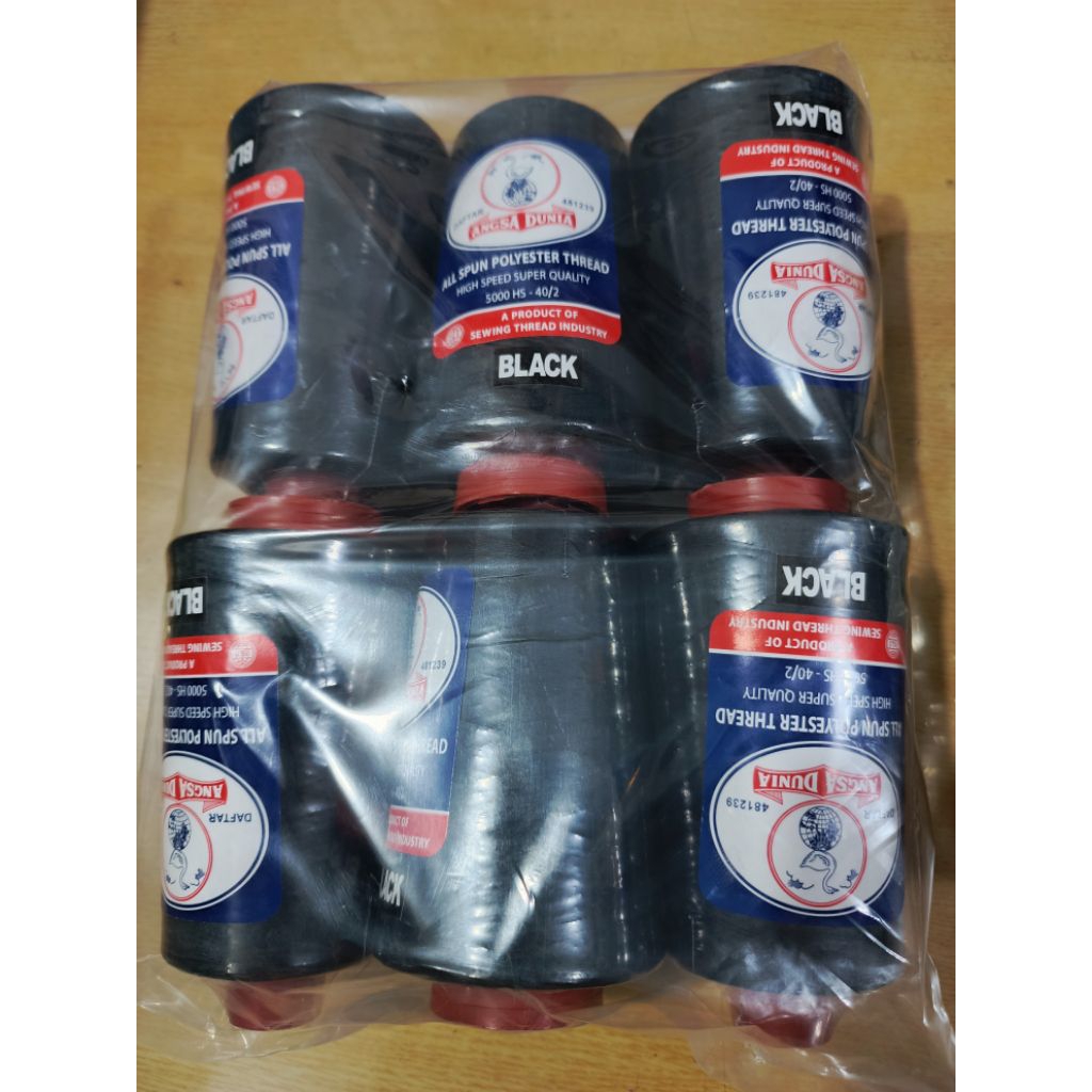 [ISI 6 ROLL] Benang Jahit 5000 Yard Merk Angsa Dunia Kualitas Bagus