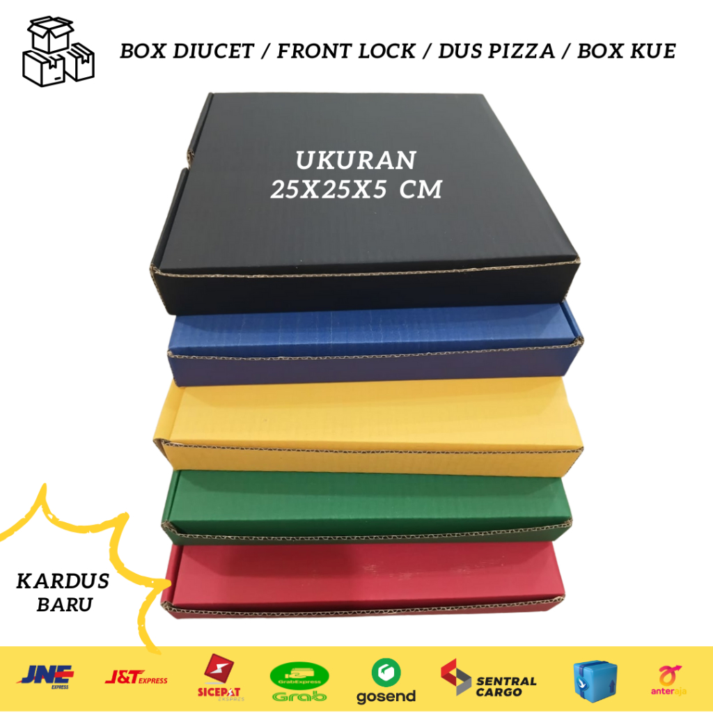 Dus Pizza Berwarna Ukuran 25x25x5 cm | Kardus Pizza warna-warni | box pizza berwarna | diecut box  |
