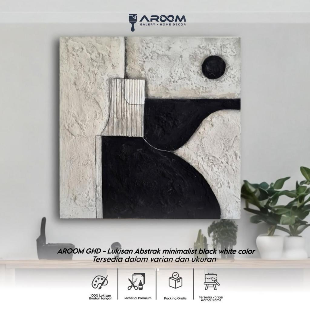 Lukisan Canvas Abstrak Hitam Putih