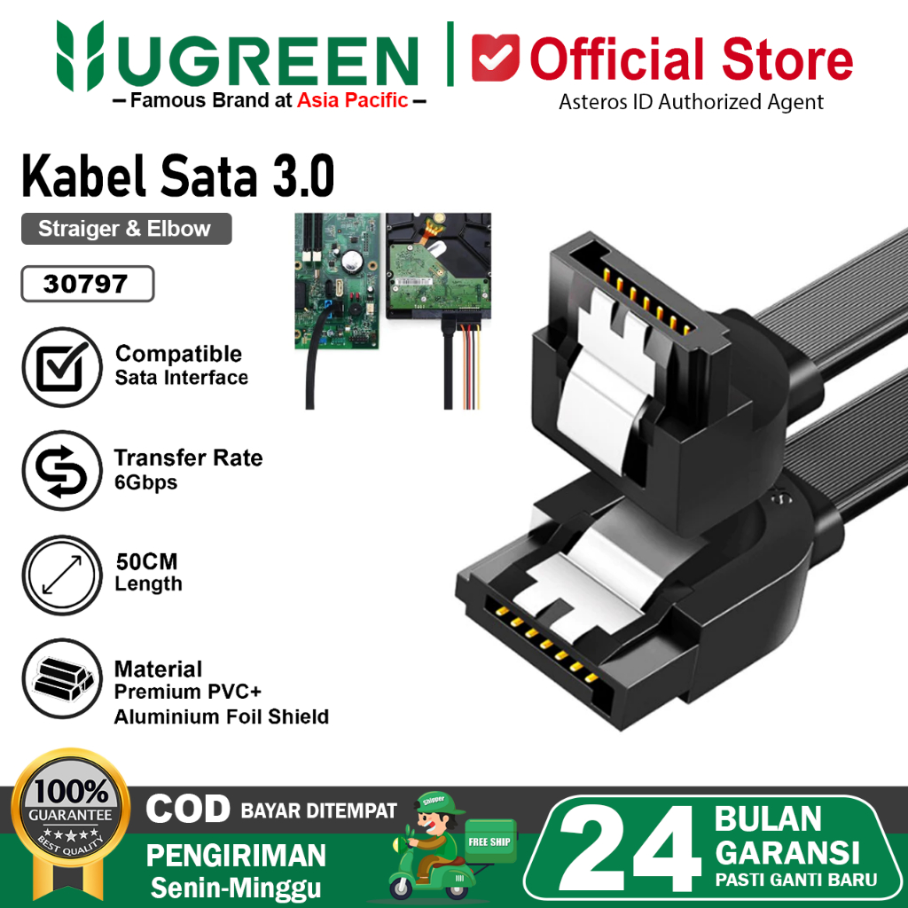 UGREEN Kabel Data Sata 3.0 Harddisk HDD SSD 6 Gbps 30797