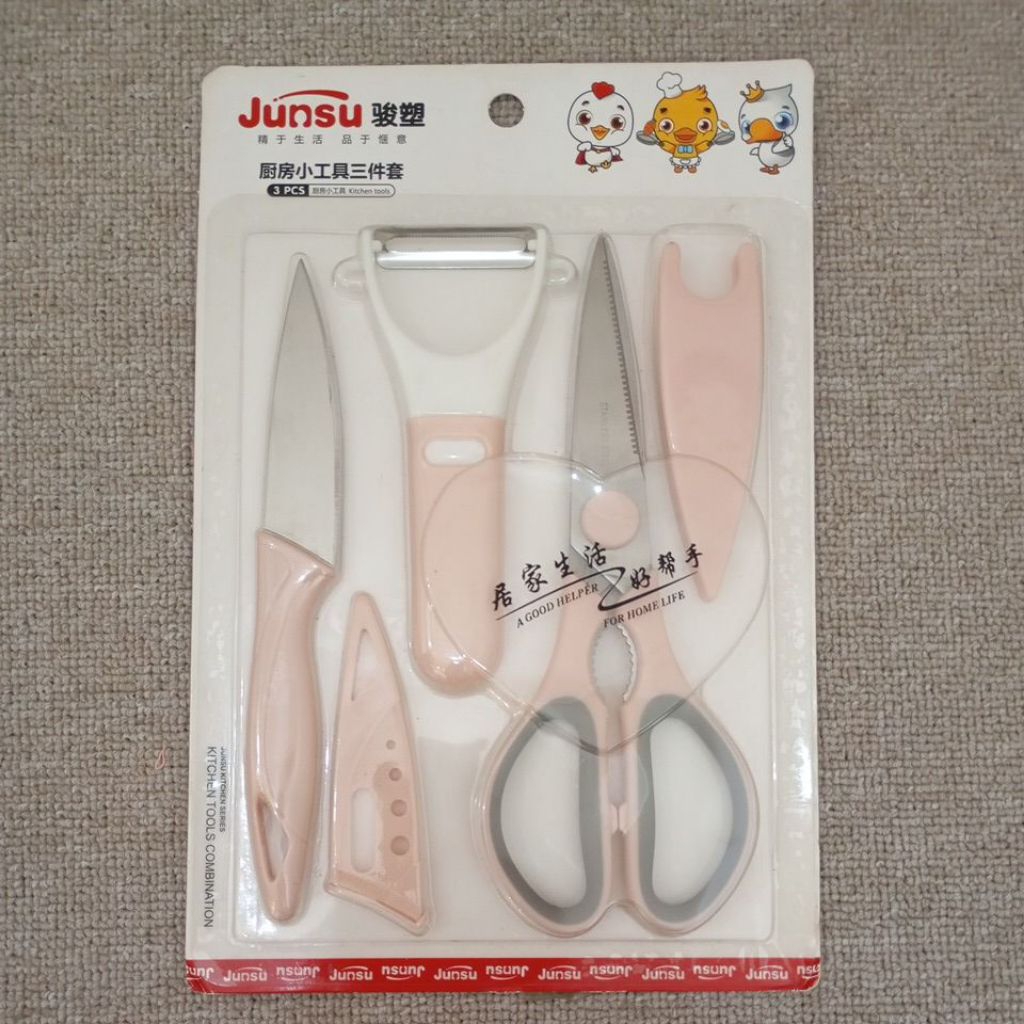 Set 3 in 1 pisau, gunting dan peeler