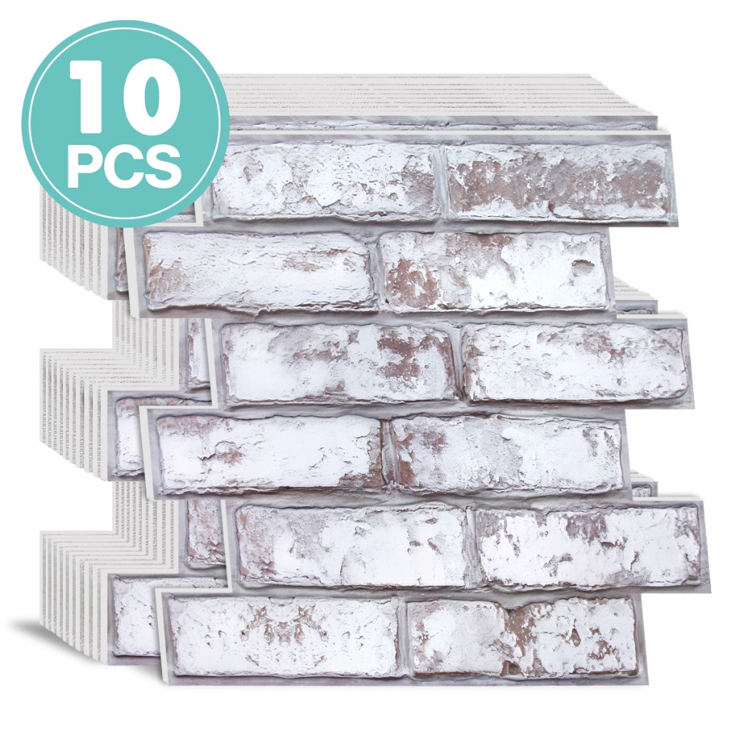 10PCS 3D Stiker Dinding Bata Perekat Diri Wall Panel Dinding Wallpaper Bata  DIY untuk Dapur