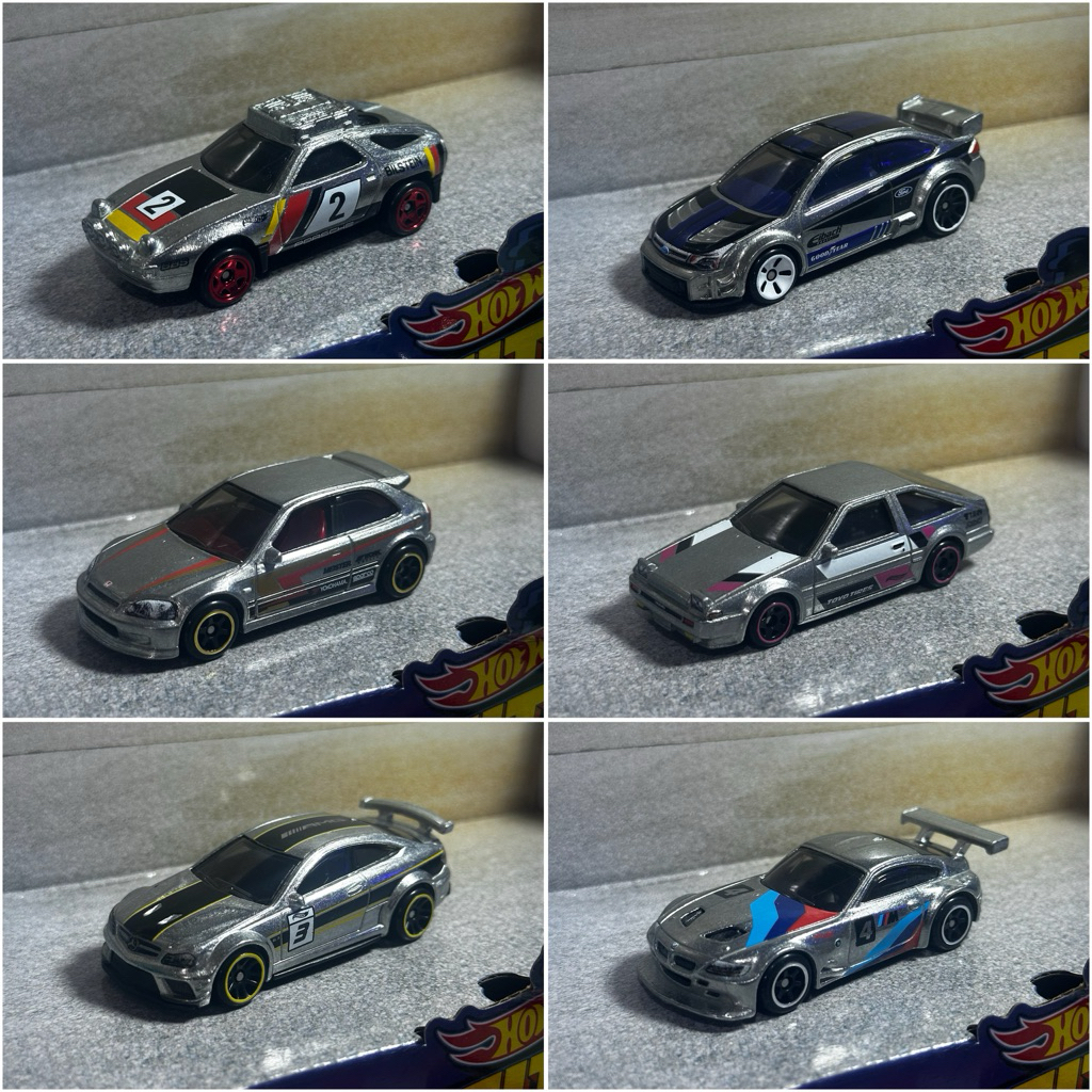 Hot Wheels ZAMAC Civic Type-R, BMW Z4 Motorsport, Toyota AE86, Porsche 928s, Mercedes Benz C63, Ford