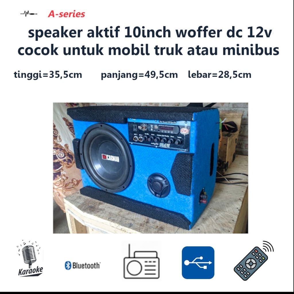 speaker aktif rakitan 10inch woofer bluetoth karaoke cocok untuk mobil dc 12