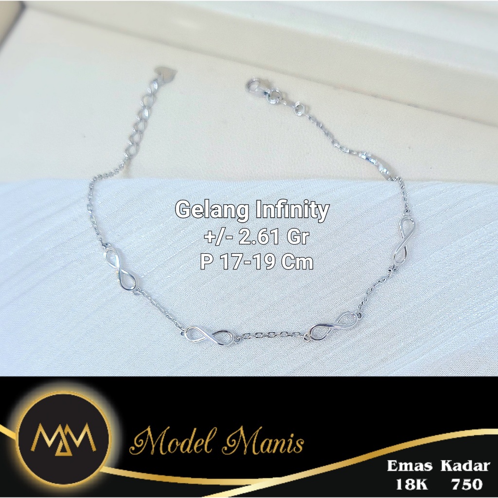 Model Manis Gold - Gelang Italy IT Infinity Five Putih - Emas 17k  750