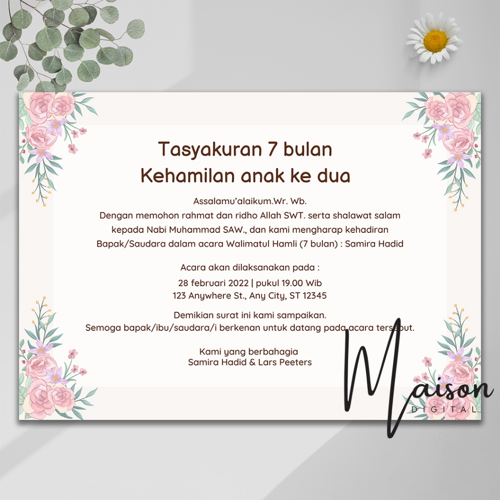 50 Pcs Kartu Tasyakuran Kehamilan - Kartu Tasyakuran 4 Bulanan - Kartu Tasyakuran 7 Bulanan